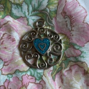 Trifari Silver and Blue Heart Necklace